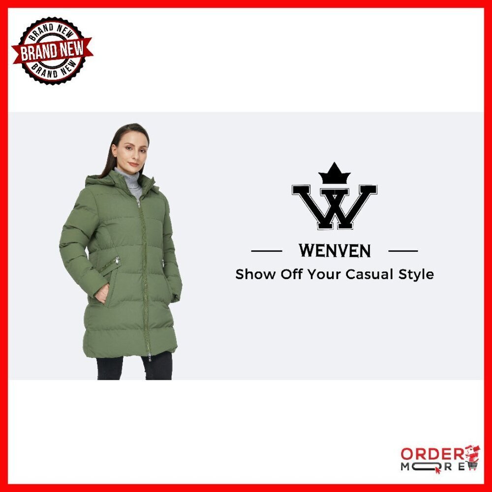 Women's Winter Puffer Parka Coat with Removable Hood Slim Fit - Picture 8 of 8